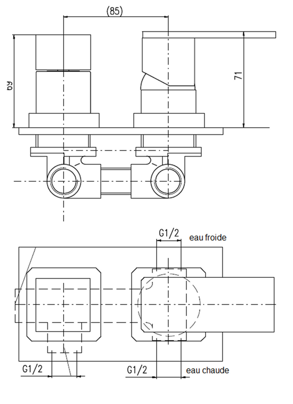 Mitigeur douche encastrable avec inverseur ROYAL orné de pierres