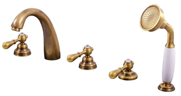 Mélangeur baignoire rétro ROMANTIQUE 5 trous poignée en cristal