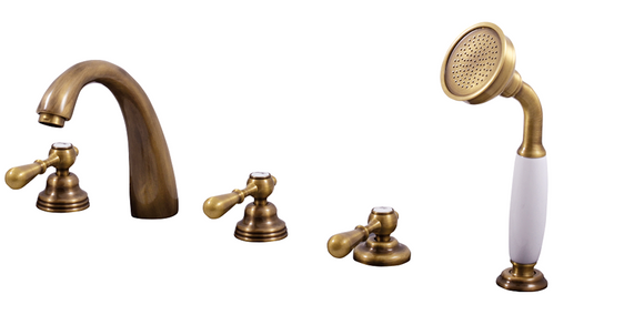 Mélangeur baignoire rétro ROMANTIQUE 5 trous en laiton