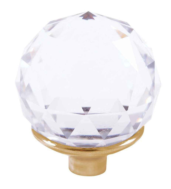 Mélangeur baignoire rétro 5 trous BRILLANCE en laiton doré et poignée en cristal