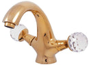 Mélangeur lavabo design BRILLANCE laiton doré et poignée en cristal
