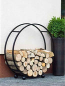 Rack à bûches rond en acier noir "DAISY" 80 cm