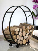 Rack à bûches rond en acier noir "DAISY" 80 cm