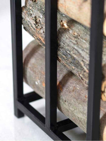 Rack à bûches rectangulaire en acier noir "BERRY" 90x60x25 cm