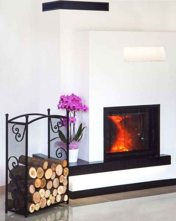 Porte bûches rectangulaire en acier noir "CHERRY" 90x60x25 cm