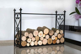 Porte bûches rectangulaire en acier noir "ALDI" 60x90x25 cm