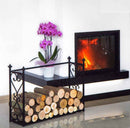 Porte bûches rectangulaire en acier noir "ALDI" 60x90x25 cm