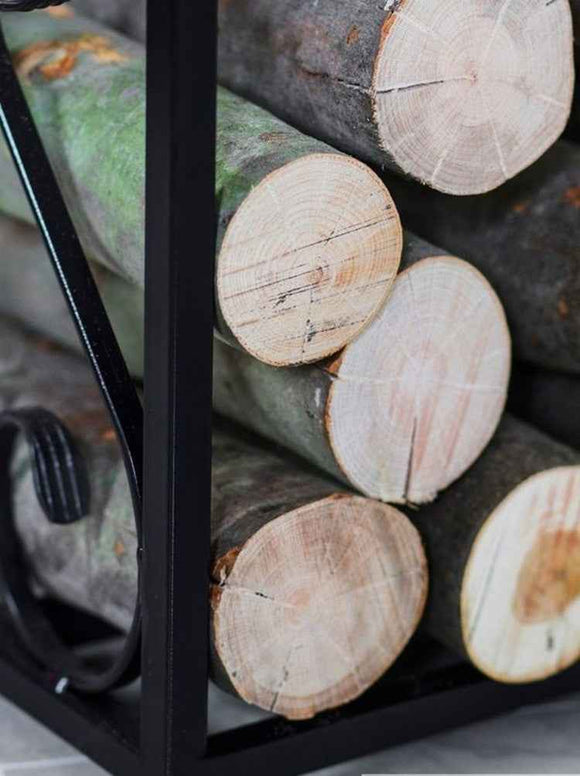 Porte bûches rectangulaire en acier noir "ALDI" 60x90x25 cm