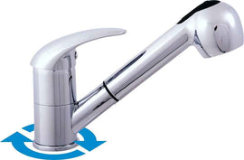 Mitigeur évier basse pression avec douchette extractible en chrome