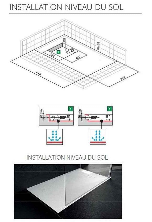 Receveur de douche recoupable NOVELLINI NOVOSOLID blanc 80x80 cm