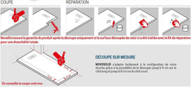 Receveur de douche recoupable NOVELLINI NOVOSOLID gris 140x90 cm