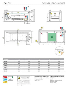 Baignoire acrylique NOVELLINI CALOS 2.0 170x80 cm avec pieds