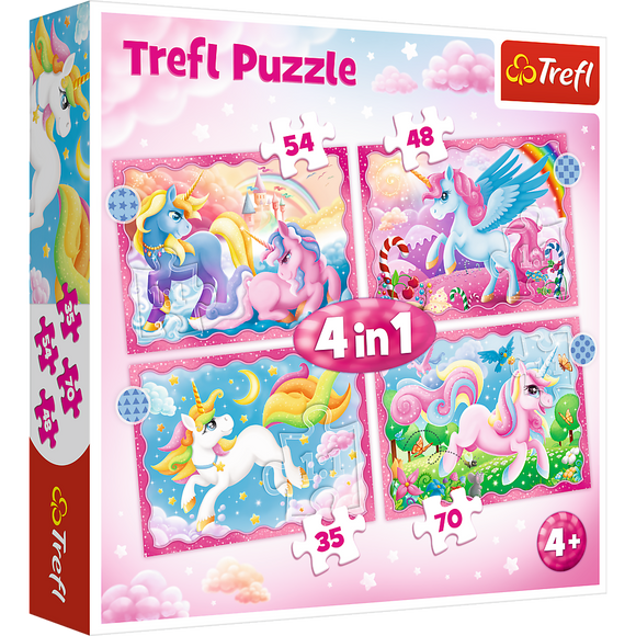 TREFL Puzzle 4 in 1 set Unicorns