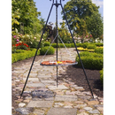 Grille barbecue sur trépied + Brasero avec range bois SOLAFA en acier