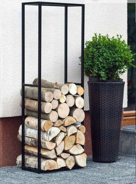 Range-bûches rectangulaire en acier noir "CORNEL"