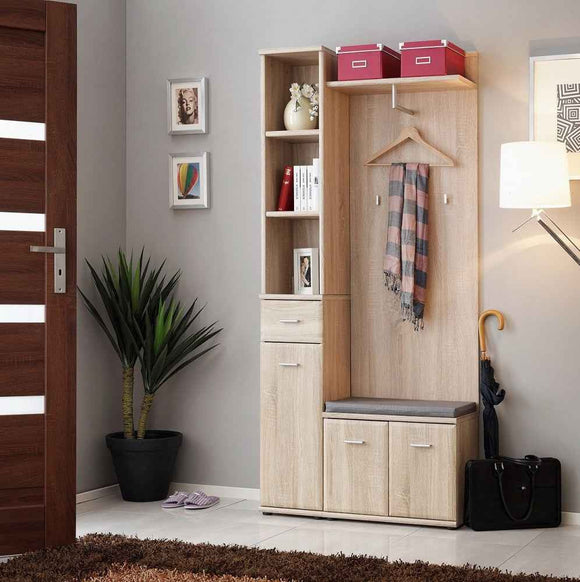 Porte manteau fixe mural ARMARIO coloris chêne sonoma 60x154x32 cm