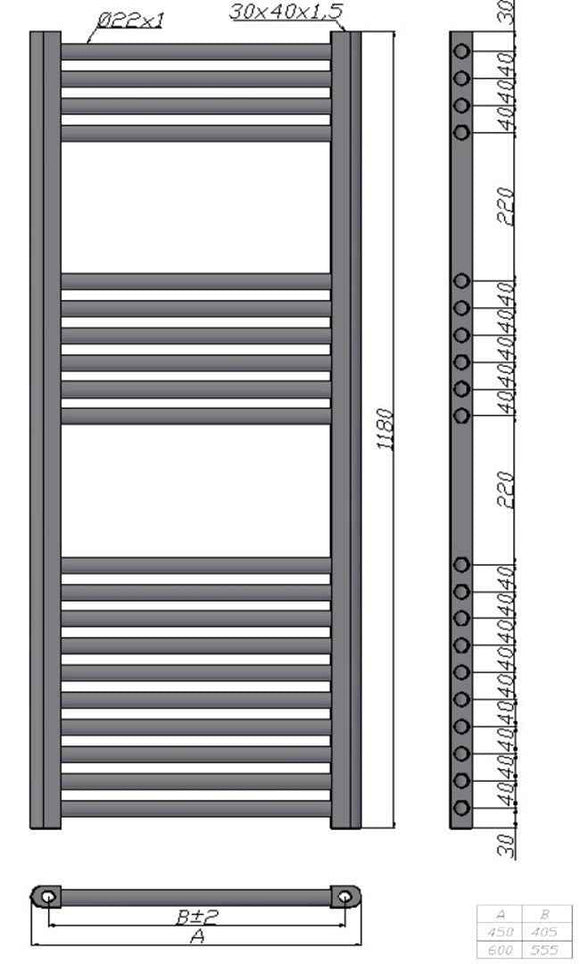 Radiateur sèche-serviette design vertical NILE 60x118 cm