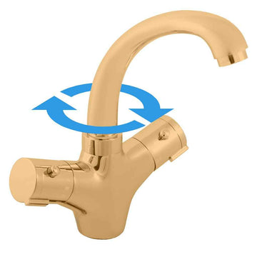 Mitigeur lavabo thermostatique en laiton doré brossé