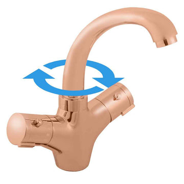 Mitigeur lavabo thermostatique en laiton rose gold brossé