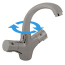 Mitigeur lavabo thermostatique en laiton gris métal brossé