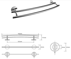 Porte-serviettes mural double ALFA en zinc 62cm
