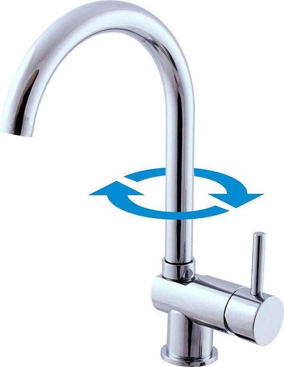 Mitigeur évier pivotant bout rond SEINA laiton chromé H.32,5cm