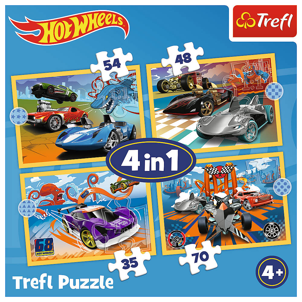 Ensemble de puzzle 4 en 1 TREFL HOT WHEELS