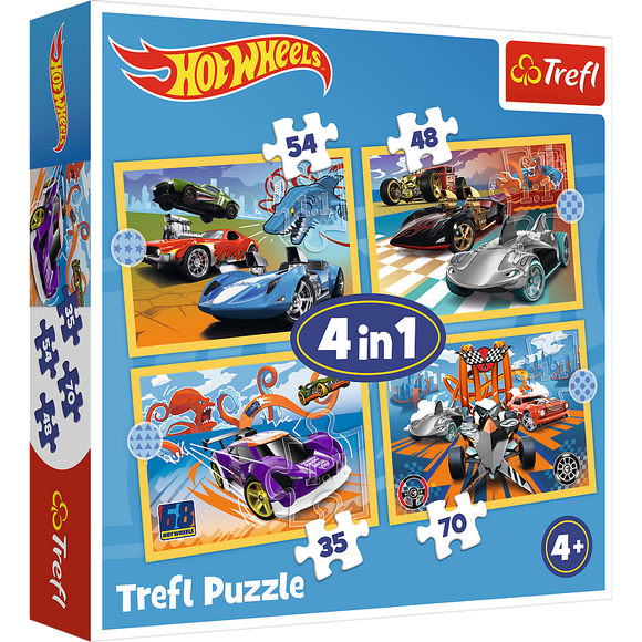 Ensemble de puzzle 4 en 1 TREFL HOT WHEELS