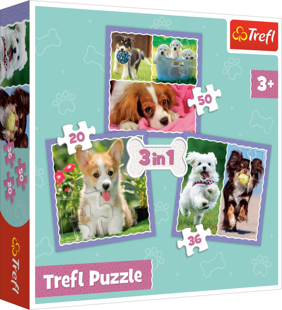 Puzzle trefl 3 en 1 chiots