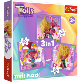 Trefl trolls puzzle 3 en 1 set trolls 3