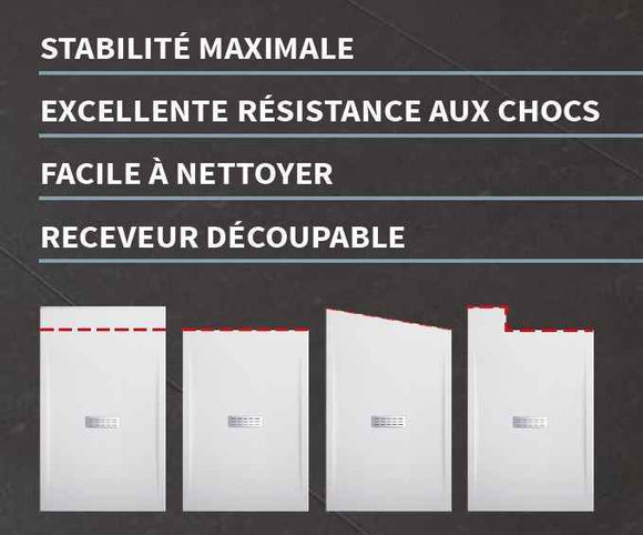 Receveur de douche beige ultraplat recoupable NOVELLINI CUSTOM 120x90 cm H 3,5 cm