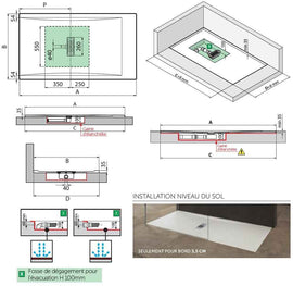 Receveur de douche ultraplat recoupable NOVELLINI CUSTOM gris 120x70 cm H 3,5 cm