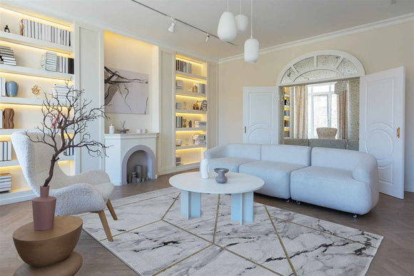 Tapis de salon moderne tissé plat MARBELO