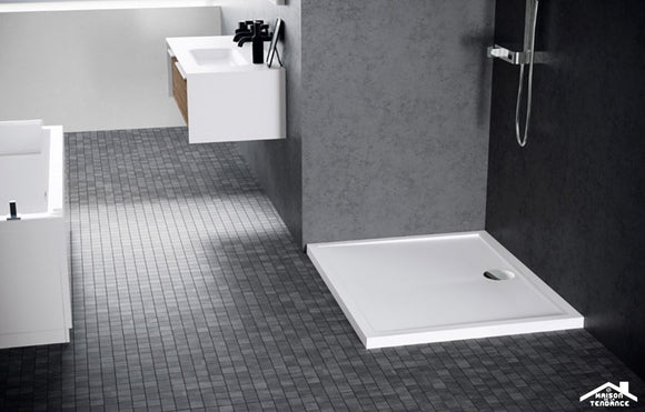 Receveur de douche carré NOVELLINI OLYMPIC blanc 90x90 cm avec bonde H 4,5cm