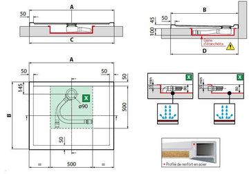 Receveur de douche NOVELLINI OLYMPIC blanc 90x75 cm avec bonde H 4,5cm