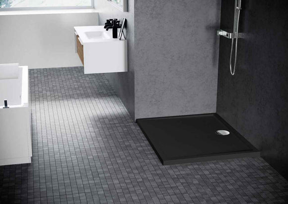 Receveur de douche carré NOVELLINI OLYMPIC noir 80x80 cm avec bonde H 4,5cm