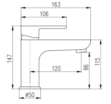 Mitigeur lavabo VLTAVA en laiton doré noir sans siphon