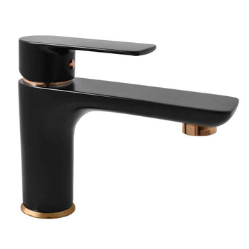 Mitigeur lavabo VLTAVA en laiton doré noir sans siphon
