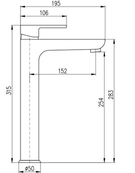 Mitigeur lavabo haut VLTAVA en laiton blanc 31,5 cm