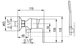 Mitigeur douche avec douchette VLTAVA en laiton chromé blanc