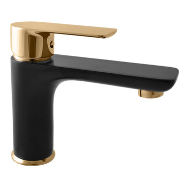 Mitigeur lavabo VLTAVA en laiton doré noir mat sans siphon - 0