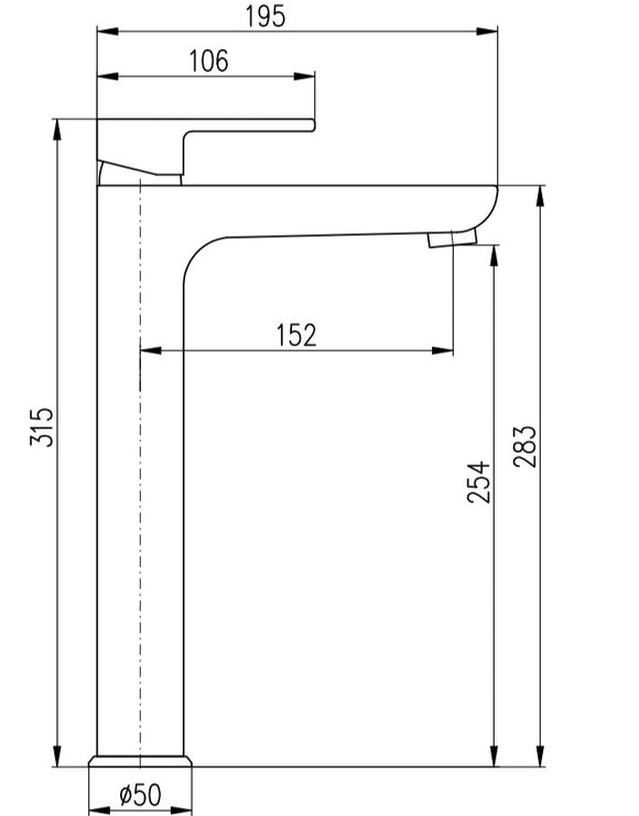 Mitigeur lavabo haut VLTAVA en laiton doré noir mat 31,5 cm