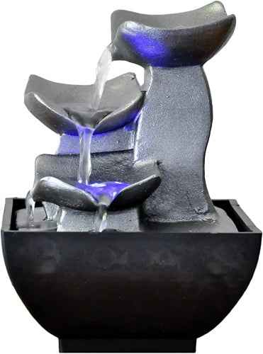 Ecost customer return zen' Light Natural Boro Fontaine Resin Silver 13 x 13 x 17 cm