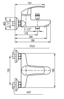 Mitigeur baignoire mural MISSISSIPI en laiton chromé-2