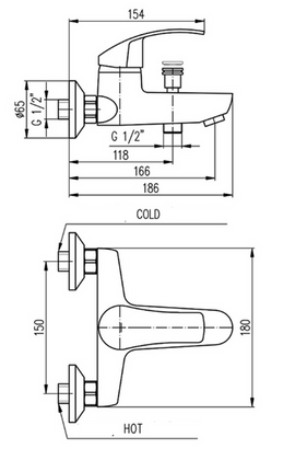 Mitigeur baignoire mural MISSISSIPI en laiton chromé - 0