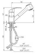 Mitigeur évier extractible MISSISSIPI en laiton chromé-1