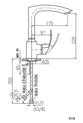 Mitigeur évier ZAMBEZE pivotant en laiton noir