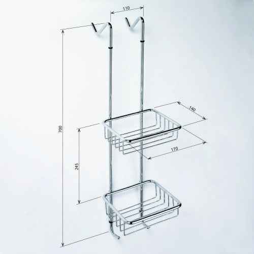 Porte objet de douche à accrocher CYTRO en laiton chromé 17x14x70 cm