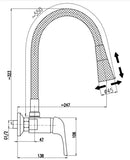 Mitigeur évier mural flexible à mémoire de forme SAZAVA en laiton chromé blanc-1