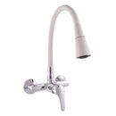 Mitigeur évier mural flexible à mémoire de forme SAZAVA en laiton chromé blanc-5